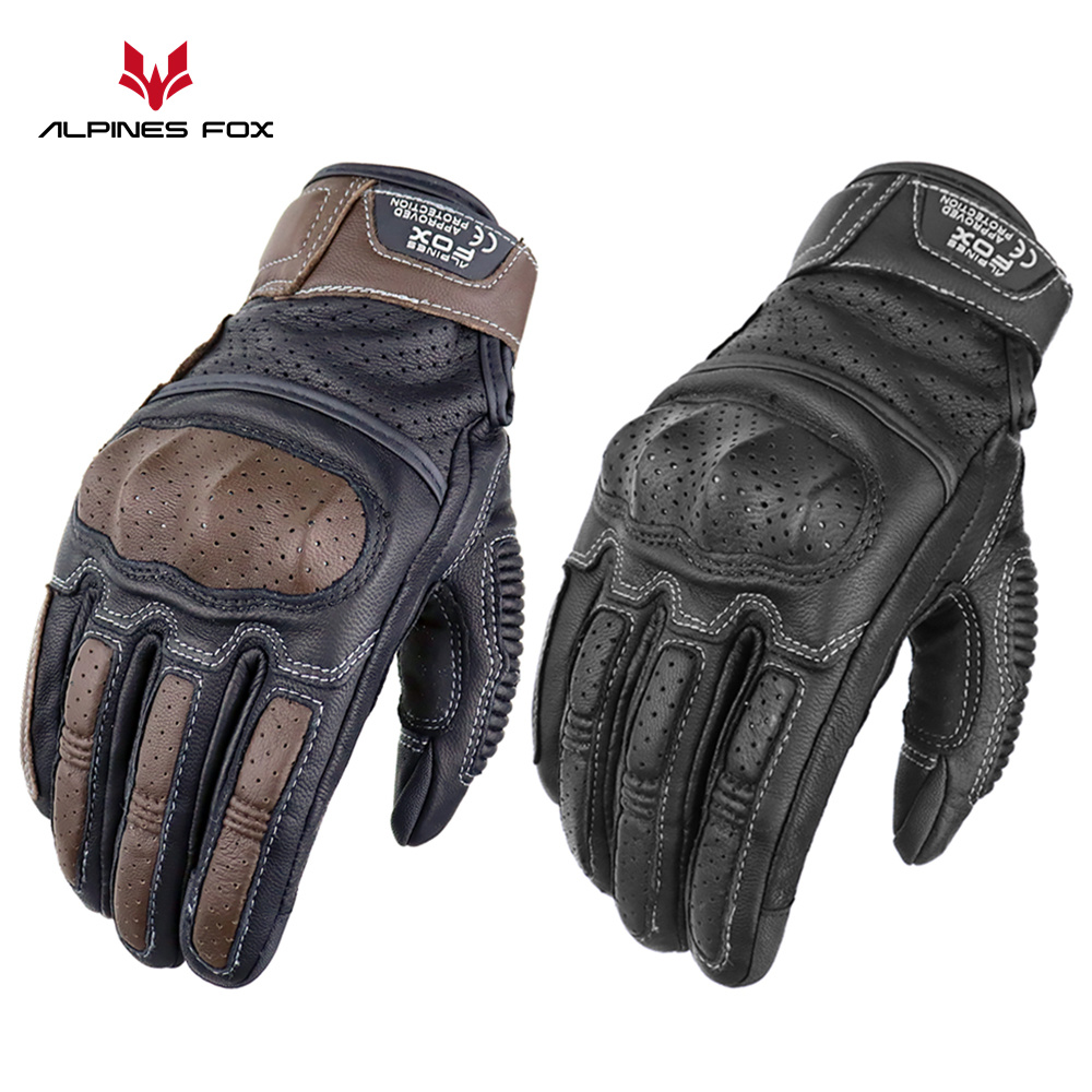 Motorcycle Gear Alpine - Sarung tangan motor kulit asli Retro,